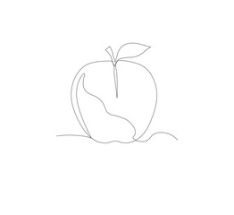 Beautiful fresh ripe apple isolated on white background. Editable vector illustration, fruit logo,