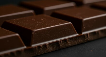 Dark Chocolate Bar Close-Up: Indulgent Squares of Rich, Smooth Chocolate