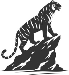 Tree with tiger animal vector silhouette