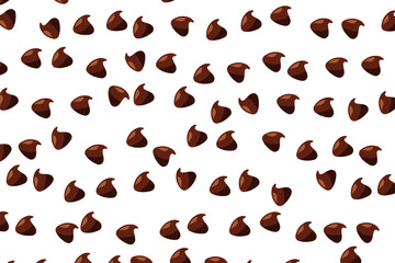 Seamless chocolate chips vector design isolated on white background.