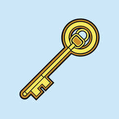 Illustration of a golden key New Year Object with a stylized and modern design