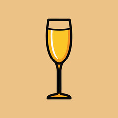 Illustration of a sparkling wine glass, New Year Object  representing celebration and festivities