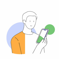 businessman show tablet and smart phone characters poses eps10 vector format