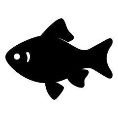 cherry barb fish black silhouette of a moorish idol fish aquatic animal ocean life- simple black silhouette of a cherry barb fish tropical sea life animal icon,