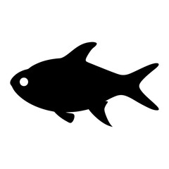 Fototapeta premium ember tetra fish black silhouette of a moorish idol fish aquatic animal ocean life- simple black silhouette of a ember tetra fish tropical sea life animal icon,