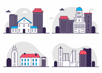 Obraz premium Illustration of the building. Urban City. Vector.
