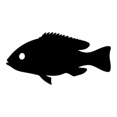 firemouth cichlid fish black silhouette of a moorish idol fish aquatic animal ocean life- simple black silhouette of a firemouth cichlid fish tropical sea life animal icon,