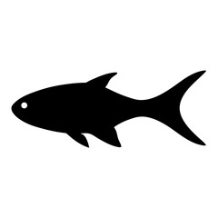 Fototapeta premium glass catfish black silhouette of a moorish idol fish aquatic animal ocean life- simple black silhouette of a glass catfish tropical sea life animal icon,
