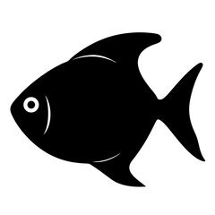 Obraz premium glass catfish black silhouette of a moorish idol fish aquatic animal ocean life- simple black silhouette of a glass catfish tropical sea life animal icon,