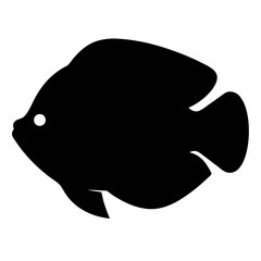 gourami fish black silhouette of a moorish idol fish aquatic animal ocean life- simple black silhouette of a gourami fish tropical sea life animal icon,