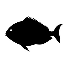 green terror fish  black silhouette of a moorish idol fish aquatic animal ocean life- simple black silhouette of a green terror fish  tropical sea life animal icon,