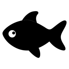 Obraz premium neon tetra fish black silhouette of a moorish idol fish aquatic animal ocean life- simple black silhouette of a neon tetra fish tropical sea life animal icon,