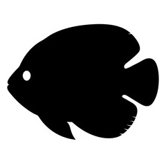 Obraz premium pearl gourami fish black silhouette of a moorish idol fish aquatic animal ocean life- simple black silhouette of a pearl gourami fish tropical sea life animal icon,