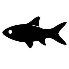 rasbora fish black silhouette of a moorish idol fish aquatic animal ocean life- simple black silhouette of a rasbora fish tropical sea life animal icon,