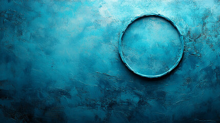 Fototapeta premium A modern turquoise round circle ring in a brush stroke shape symbolizes balance, creativity, and tranquility, blending art and nature in an elegant, contemporary design.