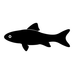 siamese algae eater fish black silhouette of a moorish idol fish aquatic animal ocean life- simple black silhouette of a siamese algae eater fish tropical sea life animal icon,