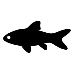 siamese algae eater fish black silhouette of a moorish idol fish aquatic animal ocean life- simple black silhouette of a siamese algae eater fish tropical sea life animal icon,