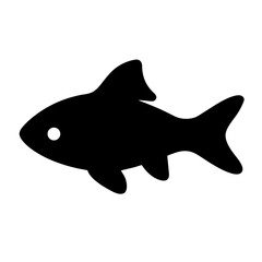 tiger barb fish black silhouette of a moorish idol fish aquatic animal ocean life- simple black silhouette of a tiger barb fish tropical sea life animal icon,