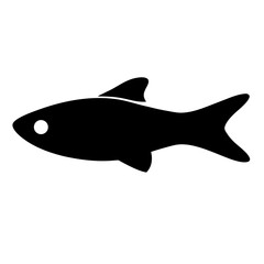 zebra danio fish black silhouette of a moorish idol fish aquatic animal ocean life- simple black silhouette of a zebra danio fish tropical sea life animal icon,