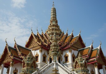 Fototapeta premium low angle view of temple and building against sky