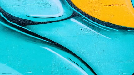 Abstract Teal and Gold Graffiti Wall Art Texture