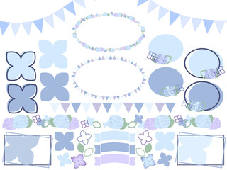 梅雨の紫陽花フレーム&ガーランド素材セット
