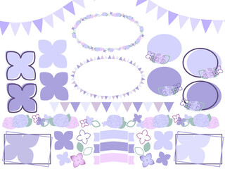 梅雨の紫陽花フレーム&ガーランド素材セット
