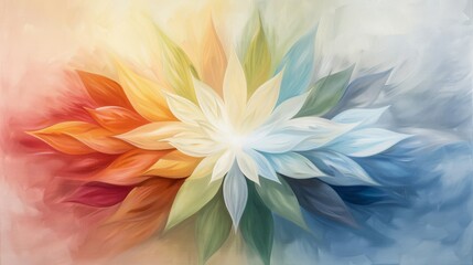 Obraz premium Exquisite floral painting on a pristine white canvas, celebration of minimalist beauty