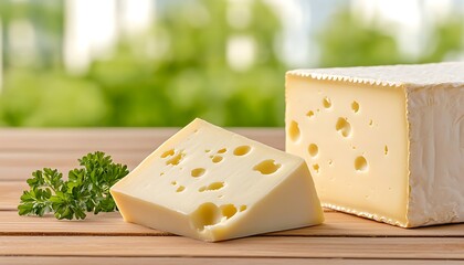 Cheese Slices on Wooden Table