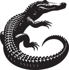 Alligator black vector and silhouette