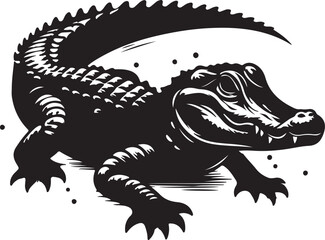 Alligator black vector and silhouette