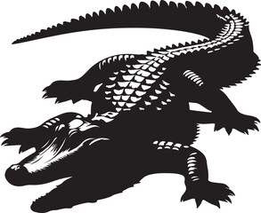 Obraz premium Alligator black vector and silhouette