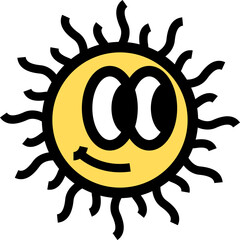 Sun Character Retro Illustration Element