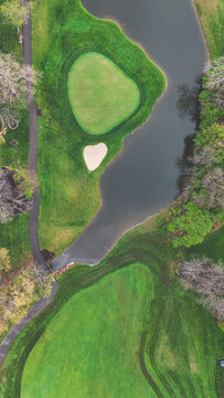 a golf course hole from an aerial point of view background landscape