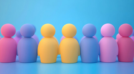 3D icon in pastel multicolors, representing teamwork or human resources, with abstract figures or shapes symbolizing interconnected collaboration, modern and dynamic