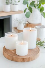 Candles on Wooden Tray