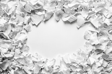 White Paper Shredded Texture Background with Blank Center Frame