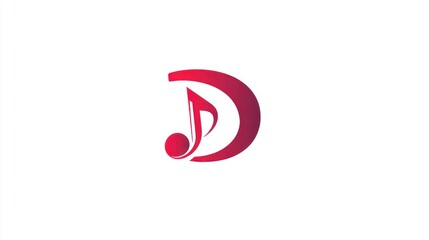 Music note D logo design, white background, website, app