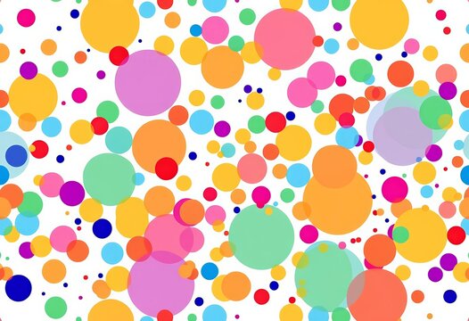 Abstract seamless vector pattern of colorful bright dots and spots on a white background , colorful, fabric