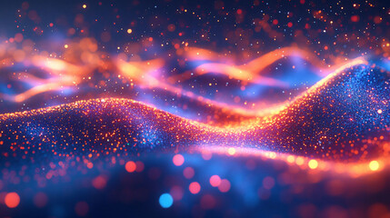 Glowing Particle Waves Abstract Background