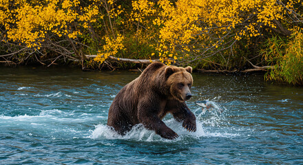 brown bear in water