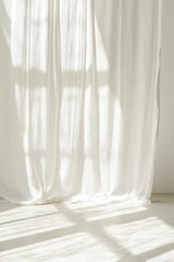 Soft White Curtain Draped Elegantly in Sunlit Interior Space