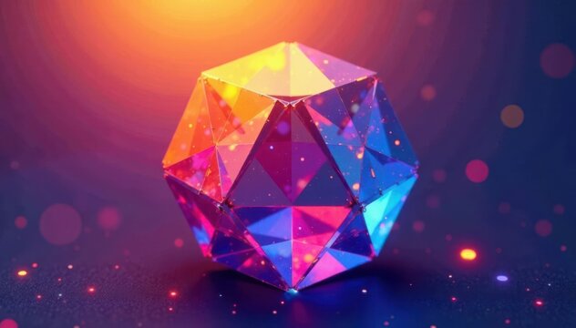 Geometric prism structure with interlocking shapes, cube, abstraction