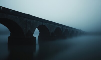 Misty Bridge Enigma: A Serene and Mysterious Landscape
