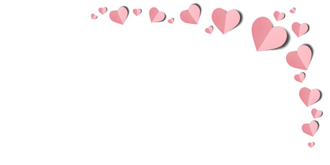 pink paper hearts isolated on transparent background. Valentine's day.