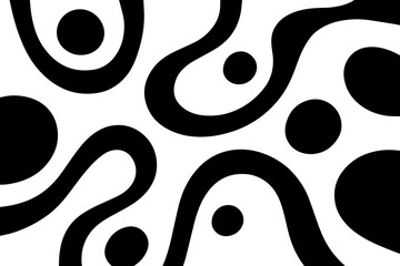 Modern Abstract Organic Vector Pattern with Bold Black and White Fluid Shapes