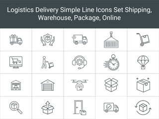 Logistics Delivery Related Line Icons Shipping, Packages, Warehouse, Transport, Freight Icon Vector Illustration