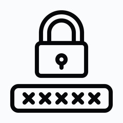 Password, Pin Code Vector Icon. Lineal Style Isolated Vector Icon. 