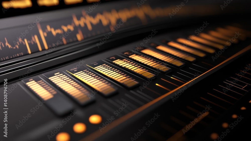 Poster electronic interface with illuminated bars and a graphical display