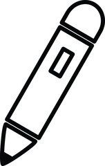 Black and white ballpoint pen icon for office and stationery design